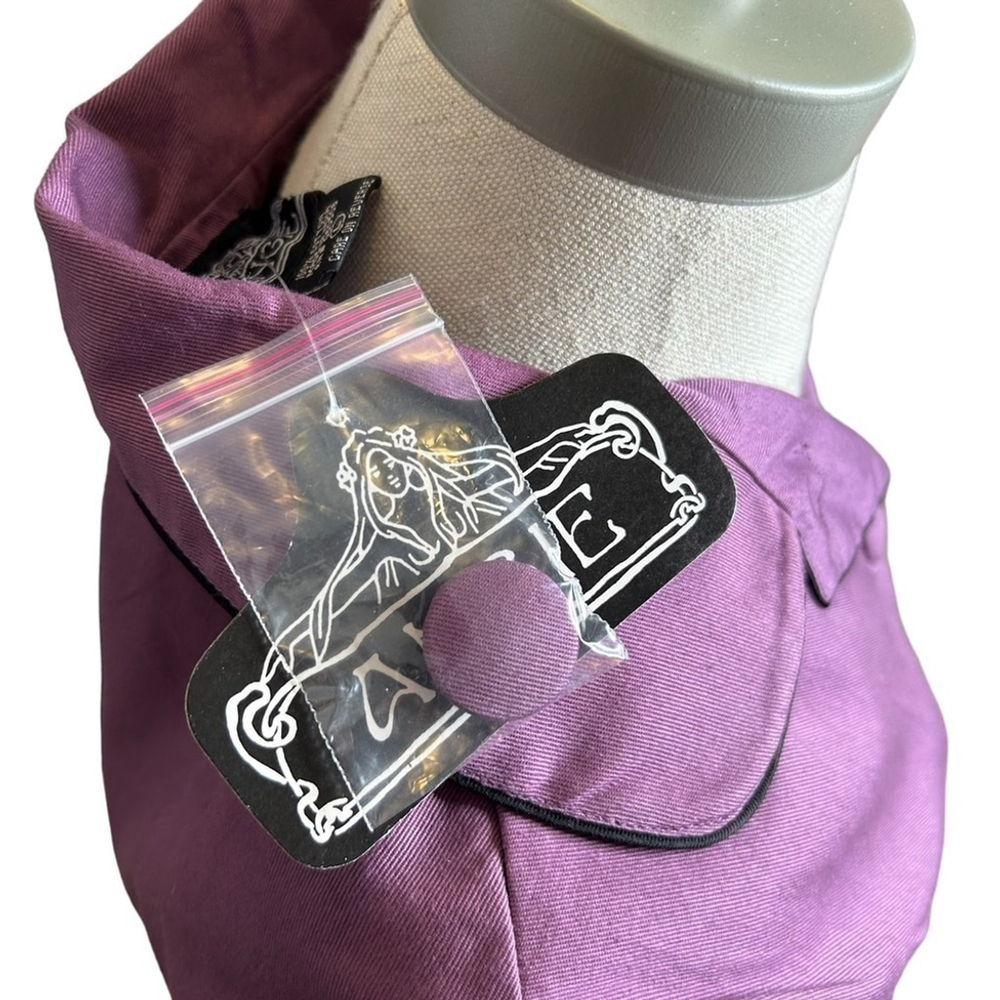 Angie Purple and Black Bow Collared Trench Coat Lightweight Long Sleeve Jacket - Picture 16 of 16